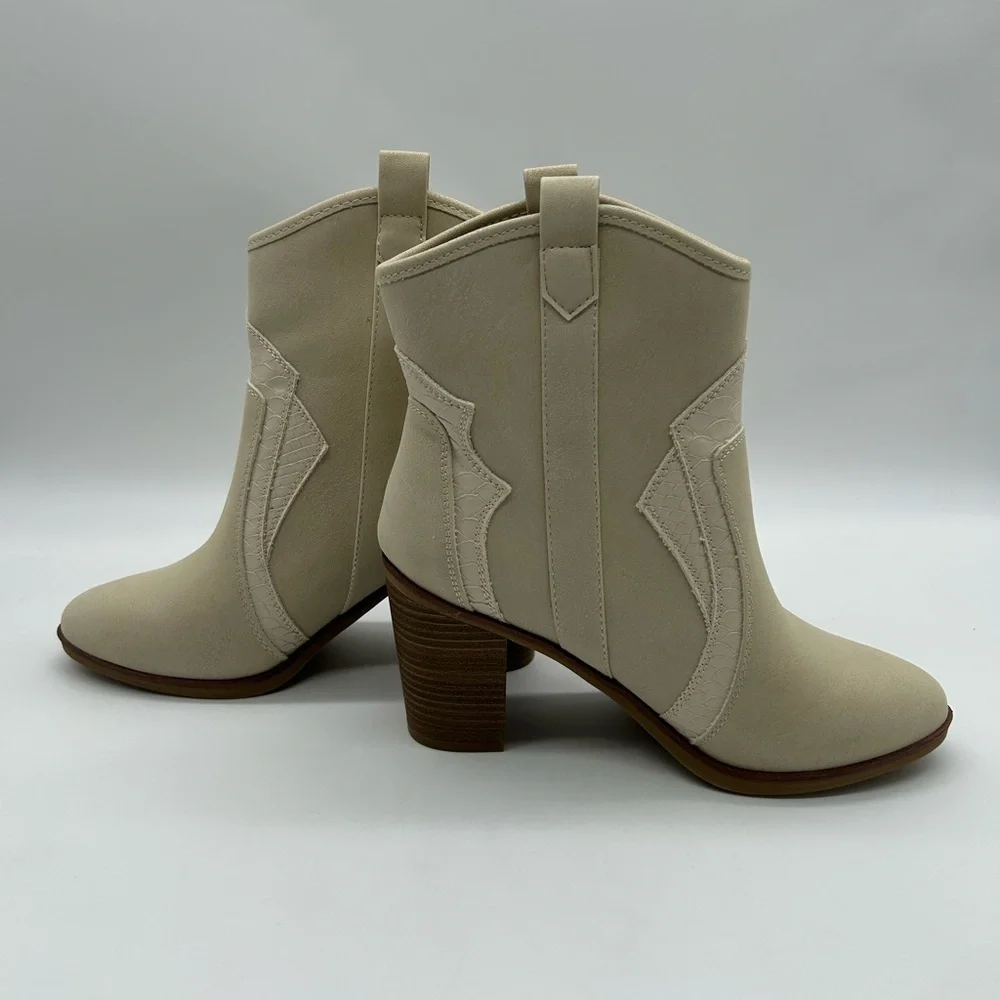 Altar’d State Beige Western Ankle Boots | Vegan | Size 8 | New With Tag - Picture 9 of 10